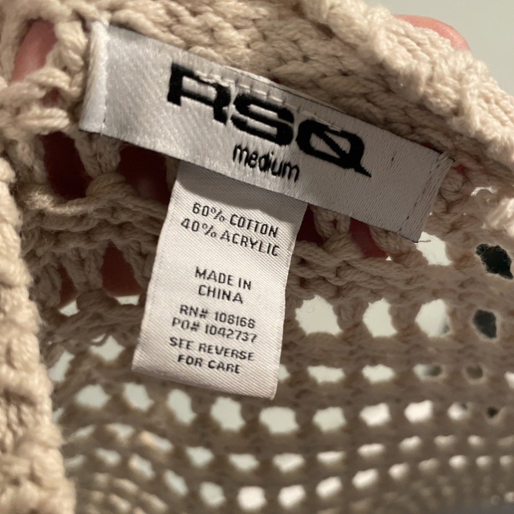 Rsq Open Knit‎ Pullover Knit Sweater Tan Wheat Neutral Sz Medium - Picture 4 of 4